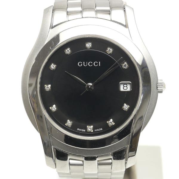グッチ GUCCI 5500M 11Pダイヤモンド 黒文字盤 クォーツ GUCCI グッチ 5500M 11Pダイヤモンド 黒文字盤 クォーツ : 質屋