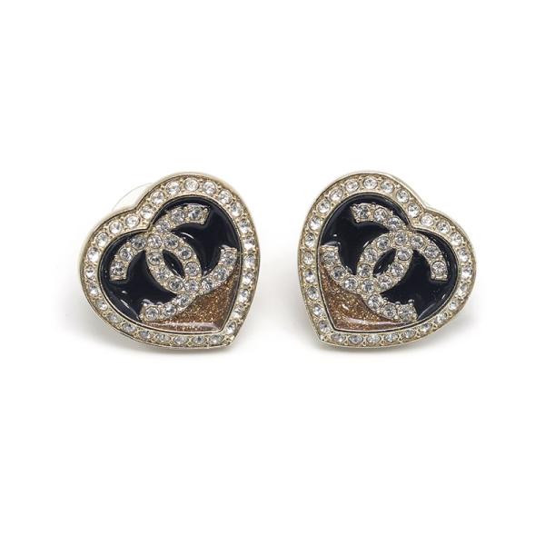 CHANEL（シャネル） ハートピアス C23B ココマーク ラインストーン