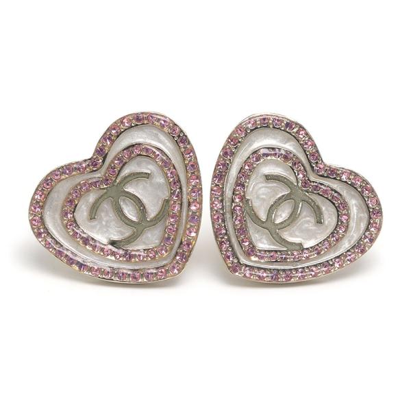 CHANEL（シャネル） ハートピアス B24S ココマーク ラインストーン
