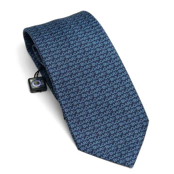 ブルガリ 高級シルクネクタイ 総柄 ブルー BVLGARI ネイビー シルク ネクタイ デパート購入品 BVLGARI ブルガリ