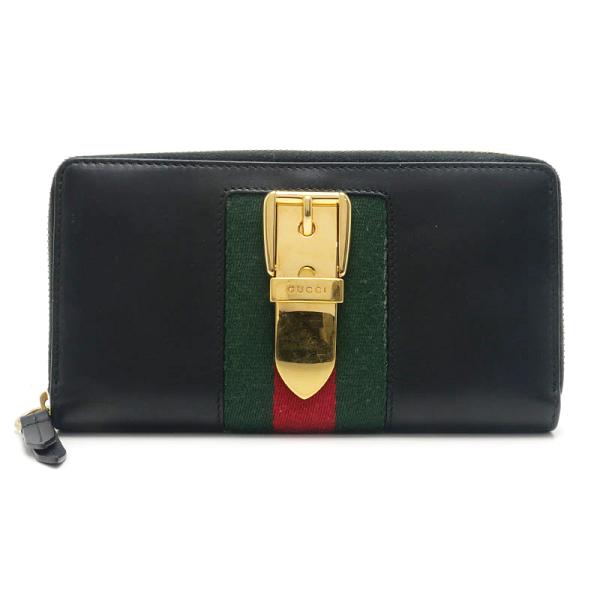 GUCCI（グッチ） シルヴィラウンドウォレット 長財布 レザー ブラック 