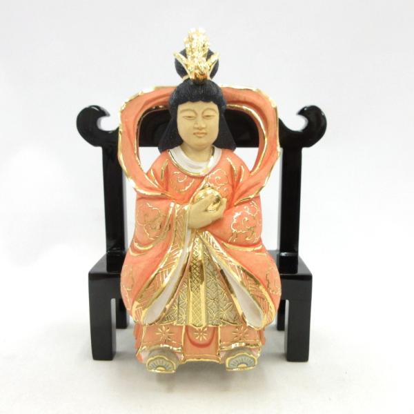 木彫仏像/歳徳神椅子座像総高17cm桧木彩色