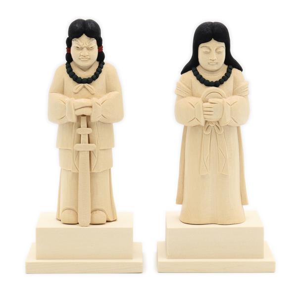 木彫神像/いざなぎ・いざなみのみこと一対17cm桧木