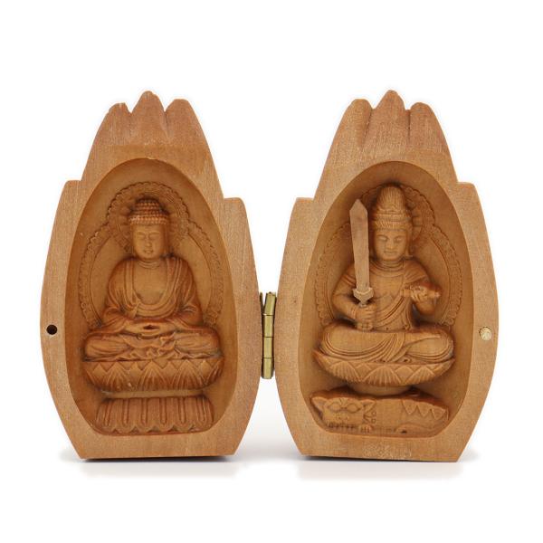 合掌　木彫り仏像　白檀 木彫仏像/合掌仏紅檀(座釈迦・文殊菩薩) 限定1体 : 栗田こだわり仏像