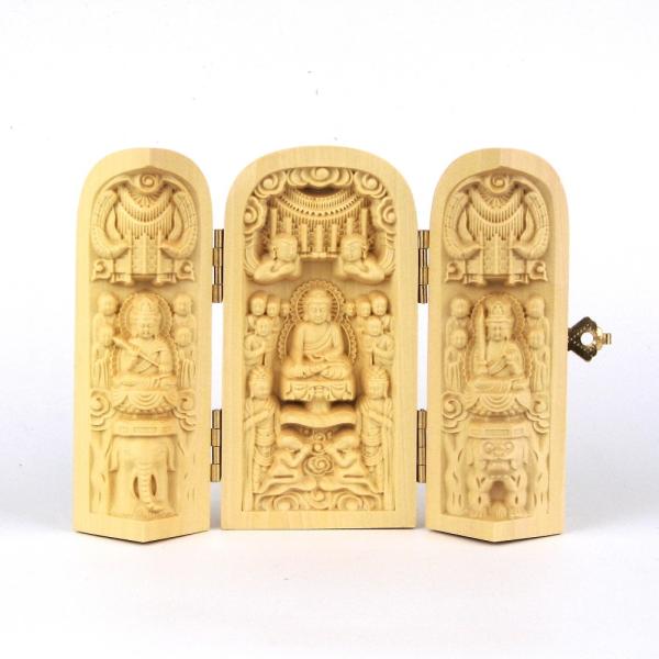 【工場直販のため低価格にて提供】【総高10cm、直径5cm、開扉幅13cm】株式会社栗田こだわり仏像専門店(旧：栗田貿易株式会社)