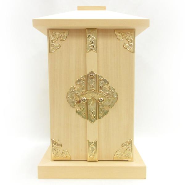白木　厨子　仏像入れ 木製仏具 白木厨子 金具付 内寸W16*D16*H26cm 桧木 総ひのき お厨子