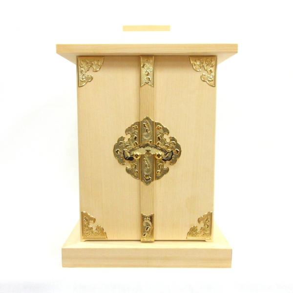 木製仏具/白木厨子 金具付 内寸20*20*28cm 桧木 : 栗田こだわり仏像