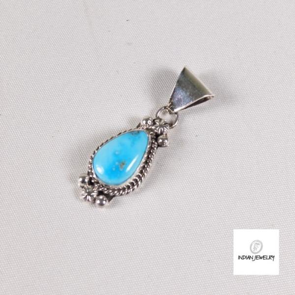 インディアンジュエリーINDIAN JEWELRY キングマンターコイズペンダントトップ ナバホ族 Robert Martinez シルバー925 ロバート・マルティネス