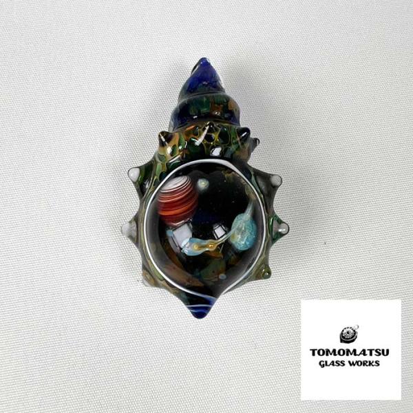 TOMOMATSU GLASS WORKS/ガラスペンダントトップ/巻貝 宇宙タイプ