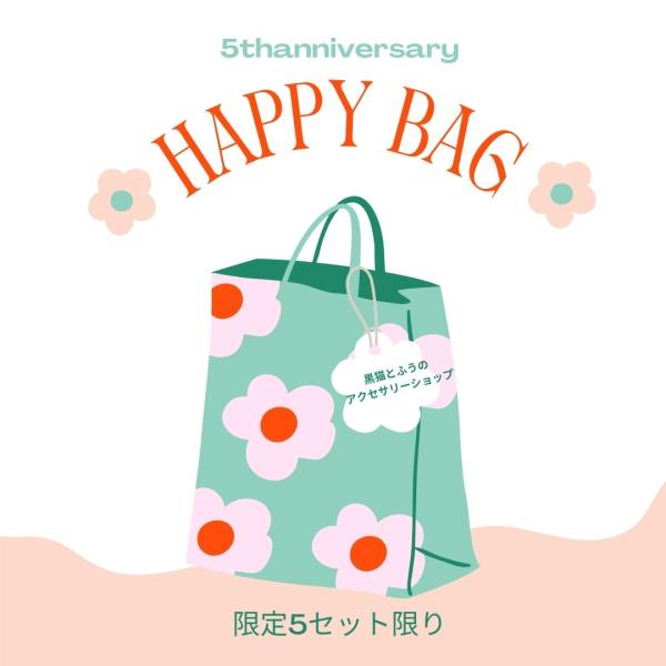 5th anniversary happybag 福袋 アクセアリー お得 5点 ピアス イヤーカフ ヘアアクセアリー ネックレス 靴下 帽子
