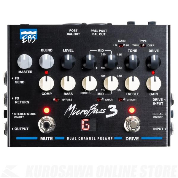 【未使用】EBS MicroBass 3 ベース用プリアンプ EBS MicroBass 3 ベースエフェクター プリアンプ チューナー内蔵