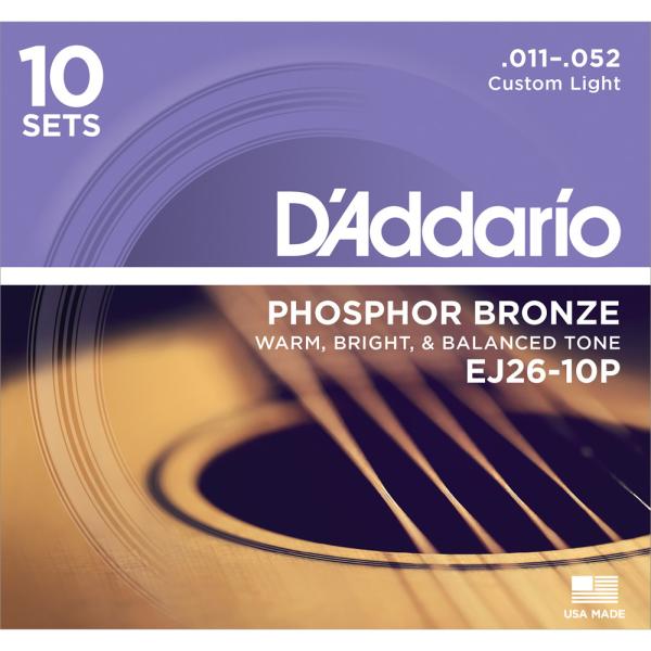 D'Addario PHOSPHOR BRONZE EJ26-10P Custom Light __I (AR[XeBbNM^[) (10ZbgpbN)