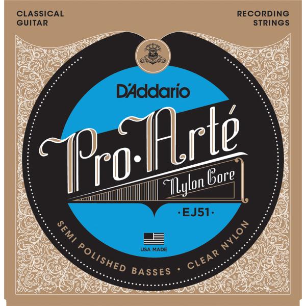 D'Addario PRO-ARTE NYLON EJ51 Polished Silver/Hard �_�_���I (�N���V�b�N�M�^�[��) (�l�R�|�X)
