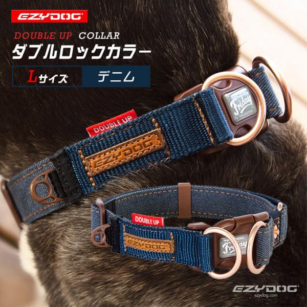 EZYDOG イージードッグ ダブルロック カラー L デニム  首輪 散歩 大型犬 :33119300ku:ペッツビレッジクロスヤフー店 通販  