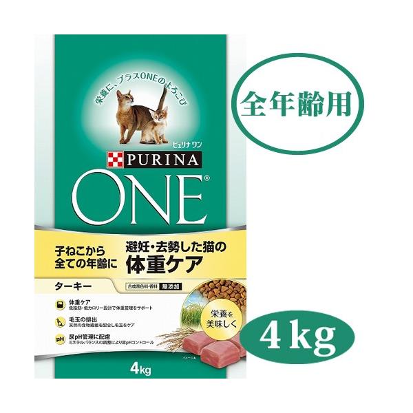 ピュリナワン キャットフード 避妊 去勢した猫の体重ケア 子ねこから全ての年齢に ターキー 4kg ペッツビレッジクロスpaypayモール 通販 Paypayモール