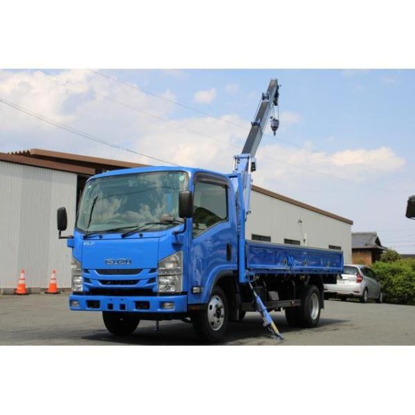 【支払総額3,200,000円】中古車 いすゞ エルフ 平ボディー 2t積載 ロング クレーン4段