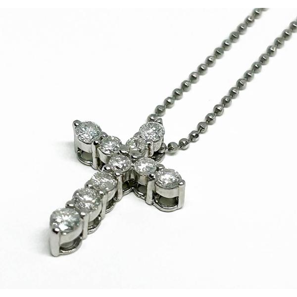 13-102】Pt850 Pt900 ダイヤモンド0.50ct ペンダントネックレス【菊地
