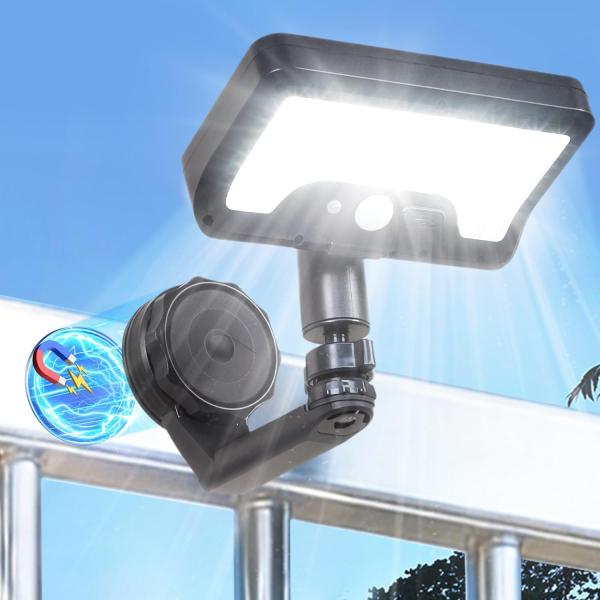 ソーラーライト 屋外 防水 人感センサーライト マグネット高輝度 360度調整 自動点灯 電気代不要 防犯対策 玄関/壁/駐車場/庭/フェンス用 停電・防災対応
