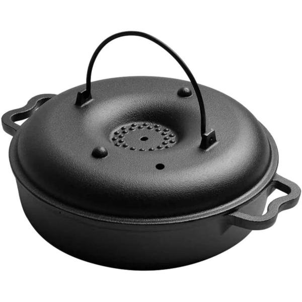 焼き芋器 鋳鉄 石焼きいも器 IH・ガスコンロ対応 多機能 石焼鍋 焼き芋メーカー 防錆処理 高熱伝導 厚手鋳鉄製 家庭用・アウトドア用 22cm/25cm/28cm