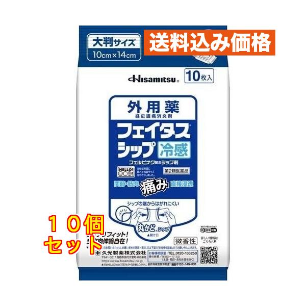 【第2類医薬品】 フェイタス シップ 冷感 10枚入 【セルフメディケーション税制対象】×10個