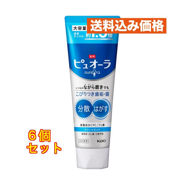 薬用ピュオーラ ハミガキ クリーンミント 大容量 170g×6個