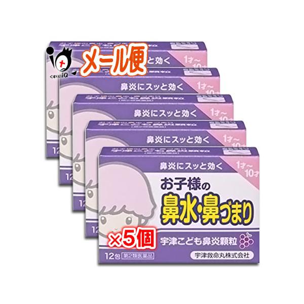 花粉症 薬 鼻炎薬 ★宇津こども鼻炎顆粒 12包×5個セット 第2類医薬品 宇津救命丸 お子様の鼻水・鼻づまり 鼻炎にスッと効く ぶどう味 鼻炎薬