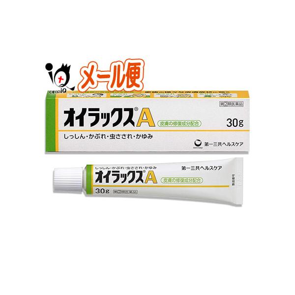 【指定第2類医薬品】★オイラックスA 30g家族みんなのかゆみに特長1.ステロイド成分や抗炎症成分など6種の有効成分配合。しっしん・かぶれ・虫さされなど、さまざまな皮膚症状に効果を発揮します。2.お子さまからお年寄りまで、幅広くご使用いただ...