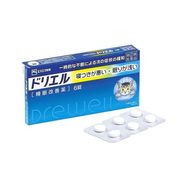 【第(2)類医薬品】エスエス製薬　ドリエル　(6錠)　睡眠改善薬　※本商品は医薬品となります。ご購入にあたっては必ずPC版にて商品内容をご確認のうえご購入ください。※お買い上げいただける個数は3個までです