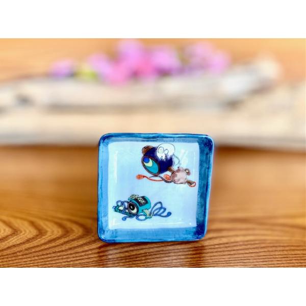 九谷焼 高級 陶磁器 干支皿 子(ねずみ)小槌 小紋 kutani Zodiac ギフト