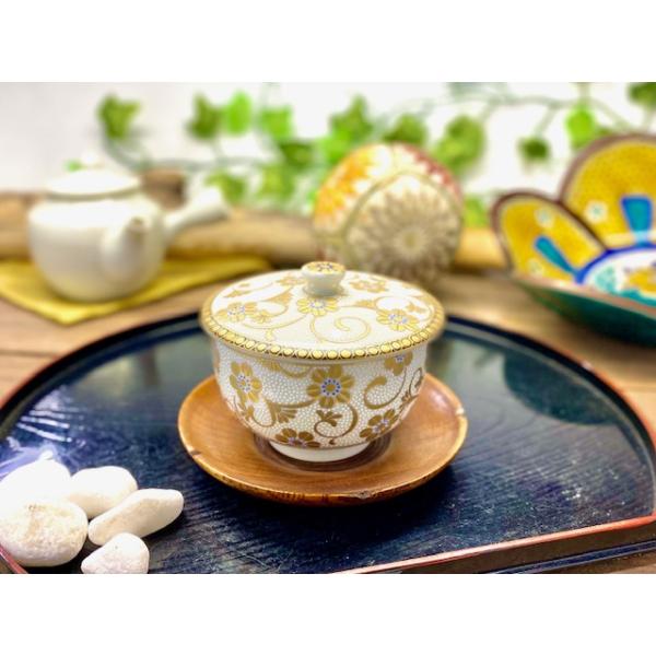 九谷焼 蓋付湯呑 白粒鉄線(Kutani teacup) ギフト 内祝い おしゃれ おもてなし ゆの...