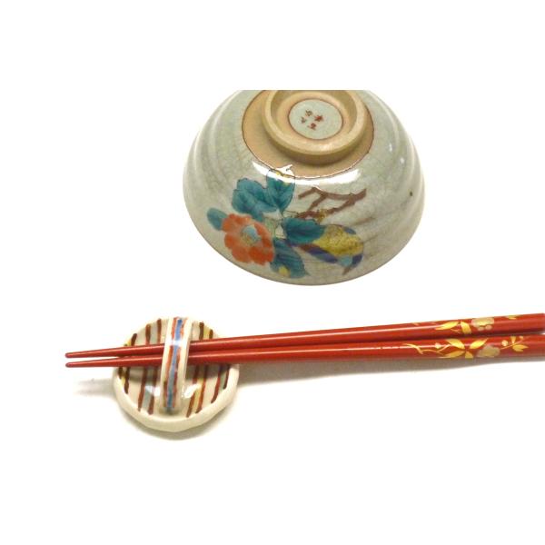 九谷焼 高級 陶磁器 箸置き 箸休め 赤線紋 単品(Kutani chopstick rest
