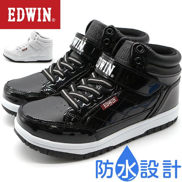 スニーカー キッズ 子供 靴 ハイカット 白 黒 ホワイト ブラック 防水 Edwin Edw 3549 父の日 靴のニシムラ Paypayモール店 通販 Paypayモール