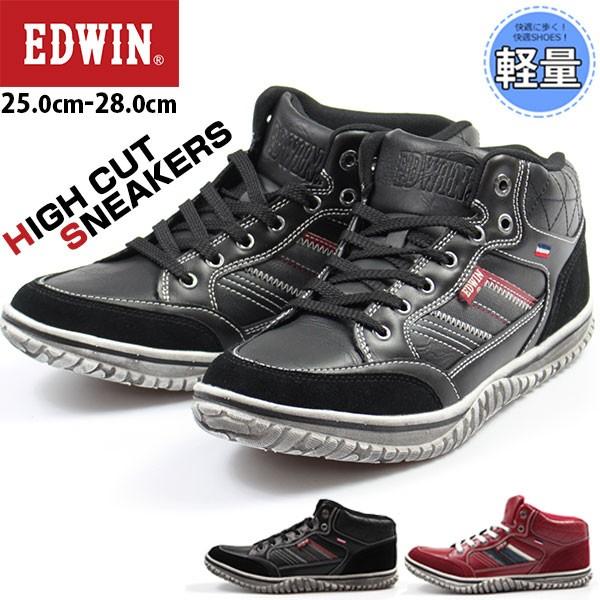 EDWIN（エドウィン） スニーカー メンズ ミッドカット 靴 軽量 軽い
