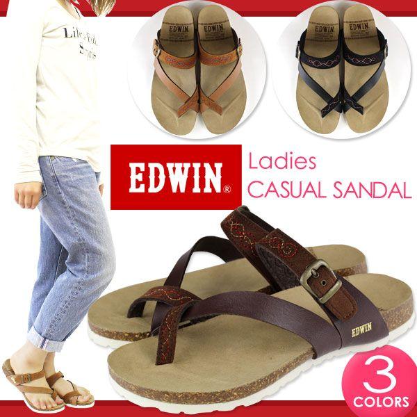 Edwin Ew9447 レディース カジュアルサンダル エドウィン アウトドア 親指クロス 異素材コンビ 刺繍 Edwin9447 靴のニシムラ Yahoo Japan店 通販 Yahoo ショッピング
