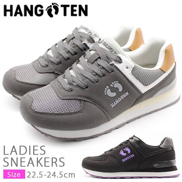 スニーカー レディース 靴 黒 灰 ブラック グレー 定番 軽量 軽い 疲れにくい コーデ 通学 仕事 ハンテン Hang Ten Hn 142 靴のニシムラ Paypayモール店 通販 Paypayモール