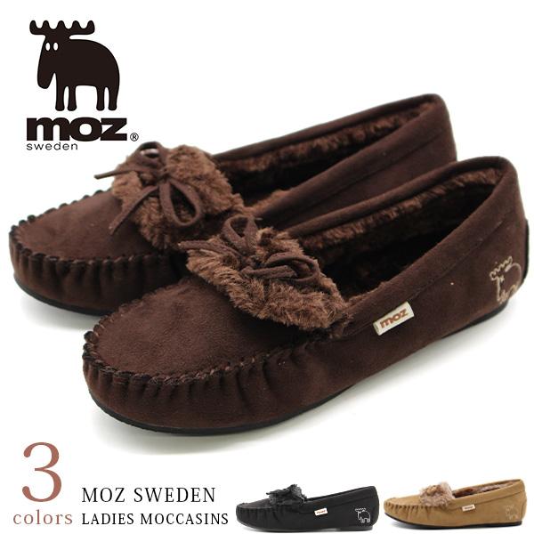moz モズ モカシン スリッポン レディース 靴 黒 ブラック