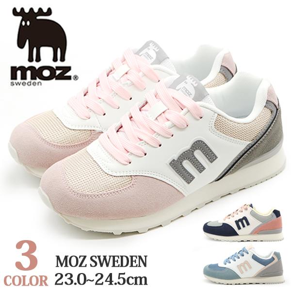 moz（モズ） スニーカー レディース 靴 ネイビー ピンク 水色 軽量