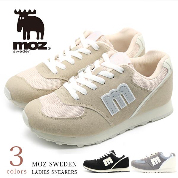moz（モズ） スニーカー レディース 靴 黒 ブラック ベージュ 軽量