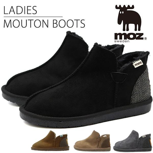 moz（モズ） ブーツ レディース 靴 ムートン 黒 ブラック グレー