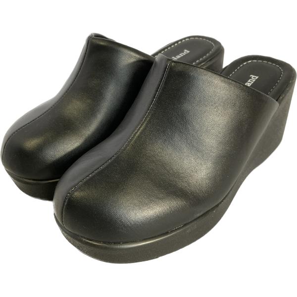 レディース 厚底ミュール 黒 サボサンダル 軽量 ウェッジソール