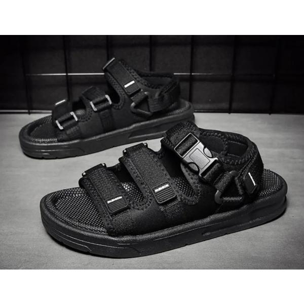 メンズ スポーツサンダル ブラック ベルト 24.5cm 25cm 25.5cm 26cm 26.5cm 27cm 厚底 黒 キャンプ 海 アウトドア 夏 黒底