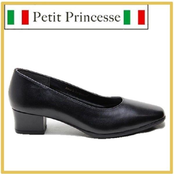 パンプス 黒 仕事用 レディース 低ヒール 太ヒール 本革 プチプリンセス 1160 1160 2 靴人屋 通販 Yahoo ショッピング
