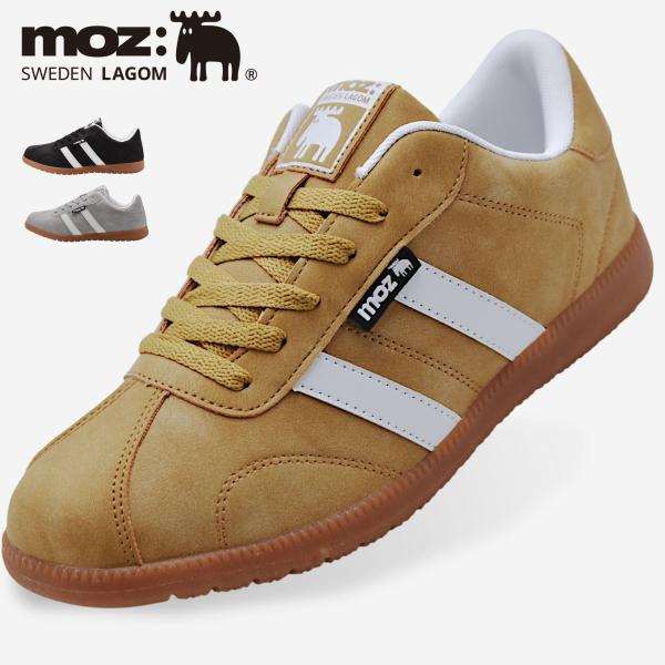 moz メンズ スニーカー 軽量 3E相当 クッションインソール レトロ クラシック モズ 靴 ブラック グレー ベージュ 6270