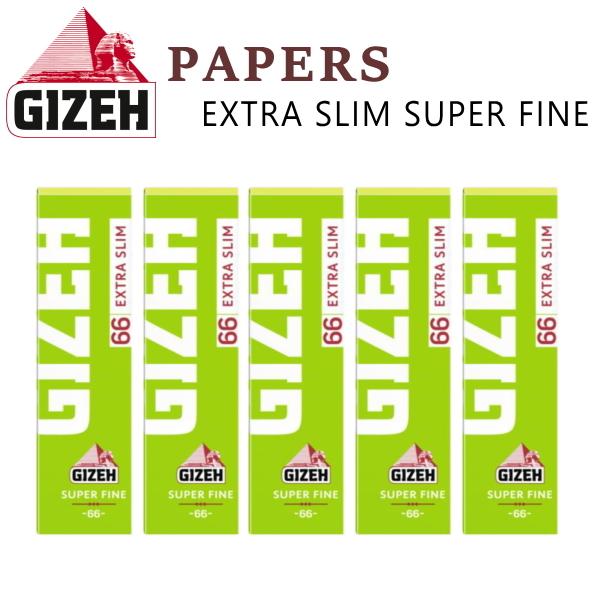 GIZEH ギゼ ペーパー エクストラスリム 細巻き用 スーパーファイン 66枚入×5個 長さ68mm 手巻きタバコ 巻紙