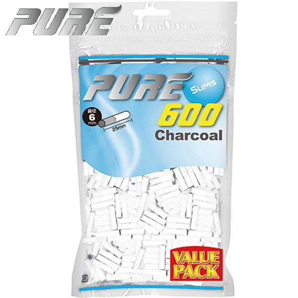 PURE FILTERピュア スリム チャコール フィルター長さ25mmのロングサイズ、直径約6mmのスリムフィルター。チャコール。大容量 バリューパック 約600個入り。ジップバッグパッケージ。Made in Korea