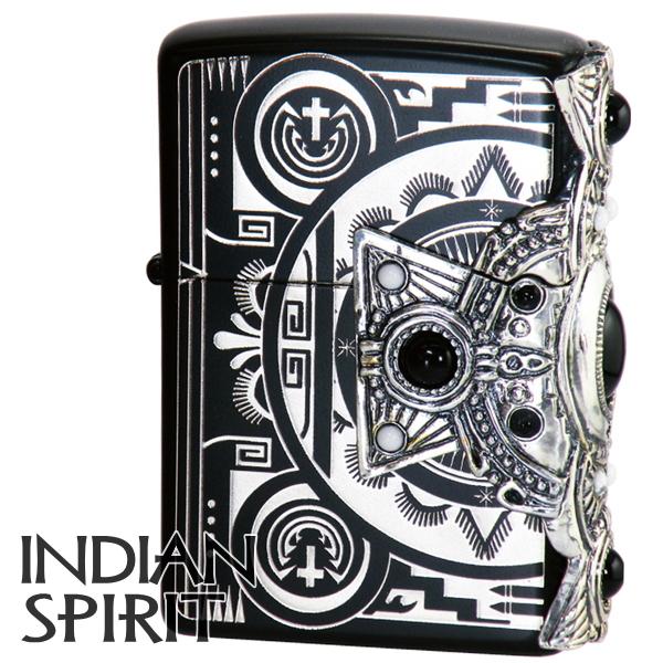 Zippoライター インディアンデザイン ZIPPO（ジッポー） ライター インディアンスピリット BKクロス 天然石
