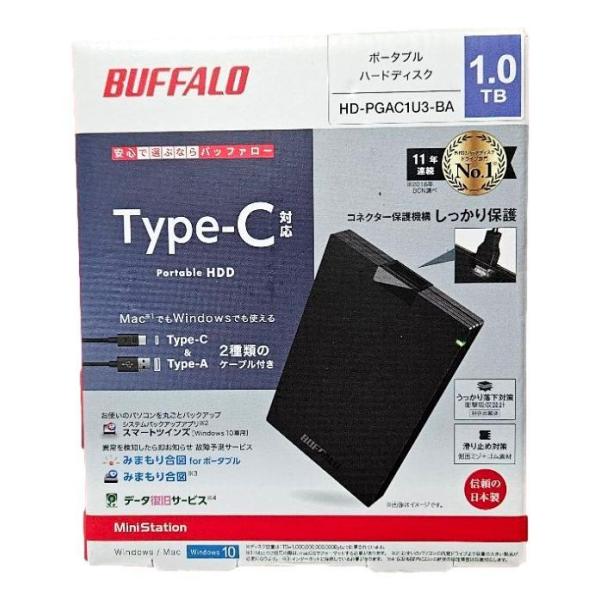 バッファロー BUFFALO USB3.2(Gen1)対応ポータブルHDD Type-Cケーブル  