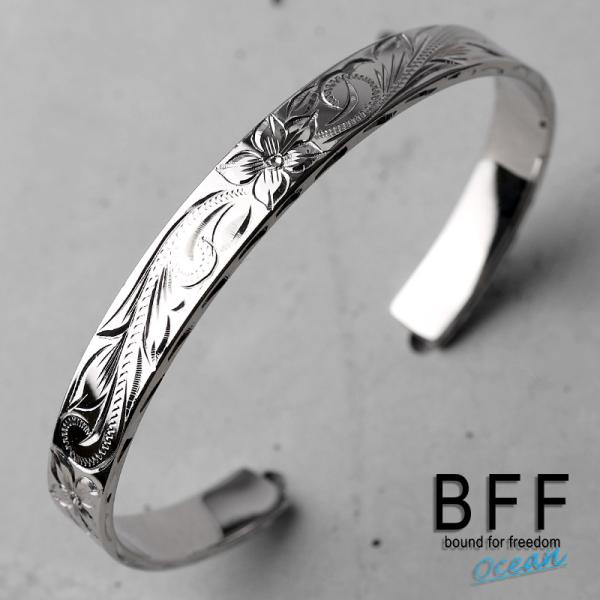 クーポンで10％OFF BFF ブランド ハワイアンバングル 幅8mm シルバー