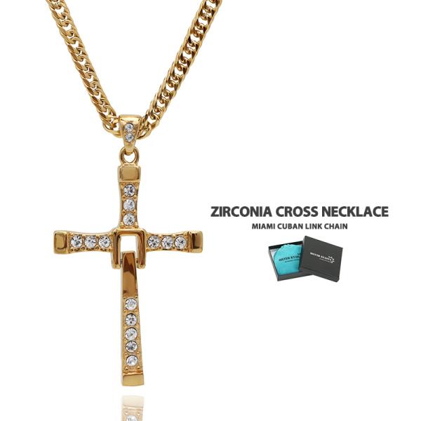 ＼2個で10％OFF 3個で20％OFFクーポン／6面カット ダブル喜平ネックレス 18KGP クロス ネックレス ゴールド 18金 仕上げ メンズ HIPHOP 50cm 60cm 専用BOX 爆買
