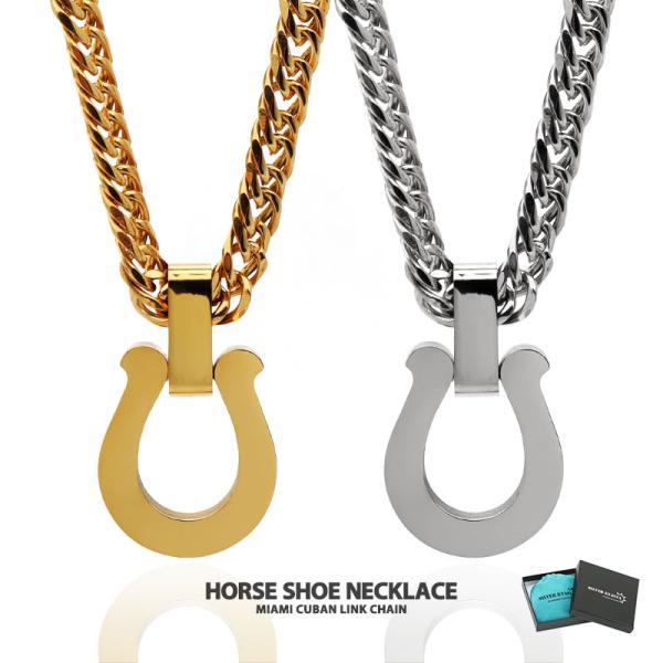 g*7様 日本製 新品 喜平ネックレス 24k gp スワロフスキー 馬蹄 金 馬蹄ネックレス メンズ 6面カット ダブル喜平 ネックレス ホース